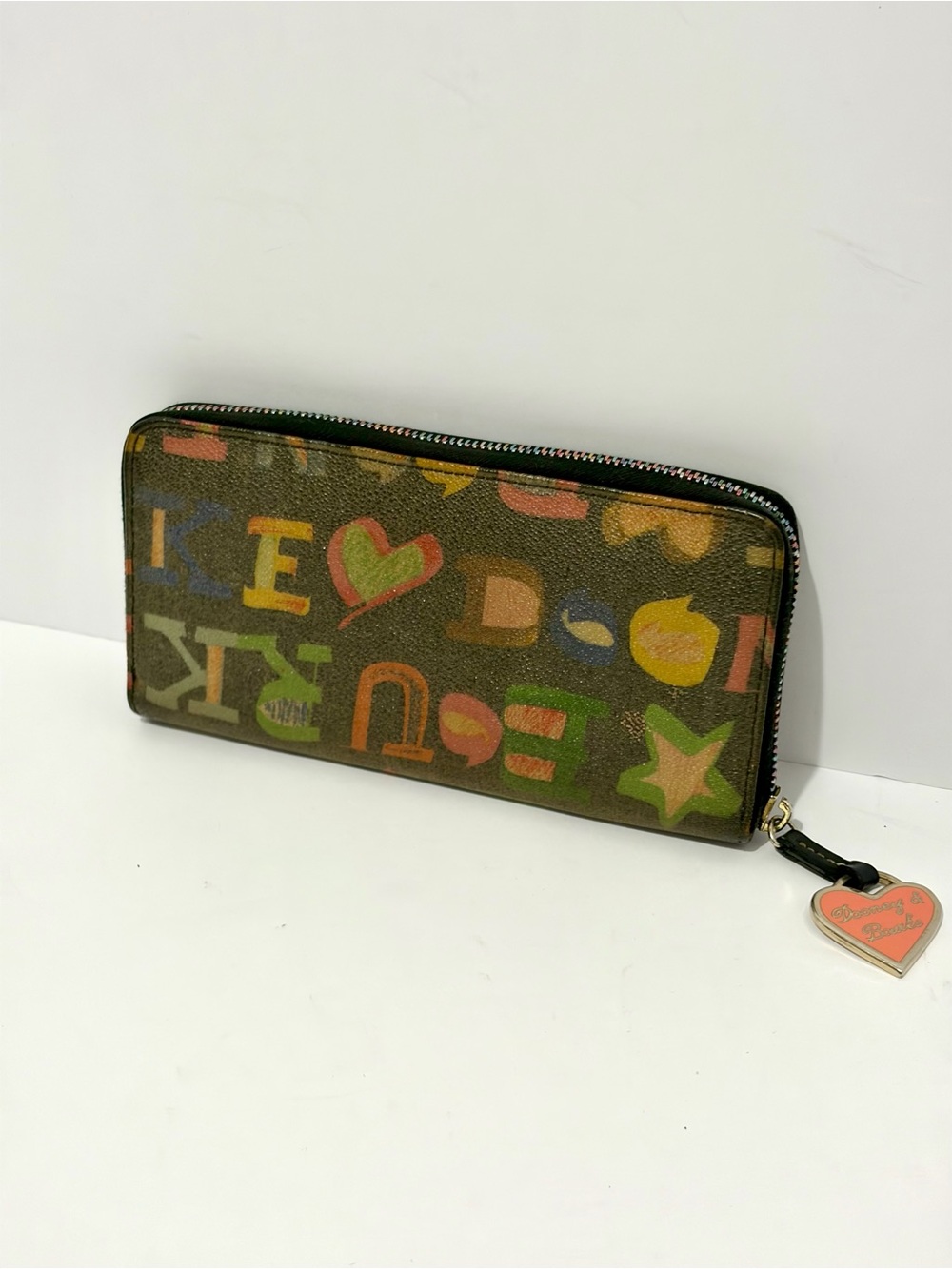 Dooney & Bourke Retro Doodle Large Zip Around Clutch Wallet